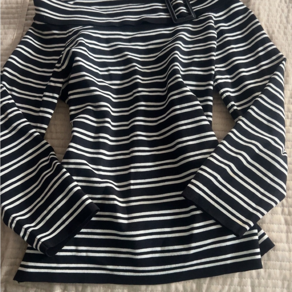 Black and White Striped Women's Sweater